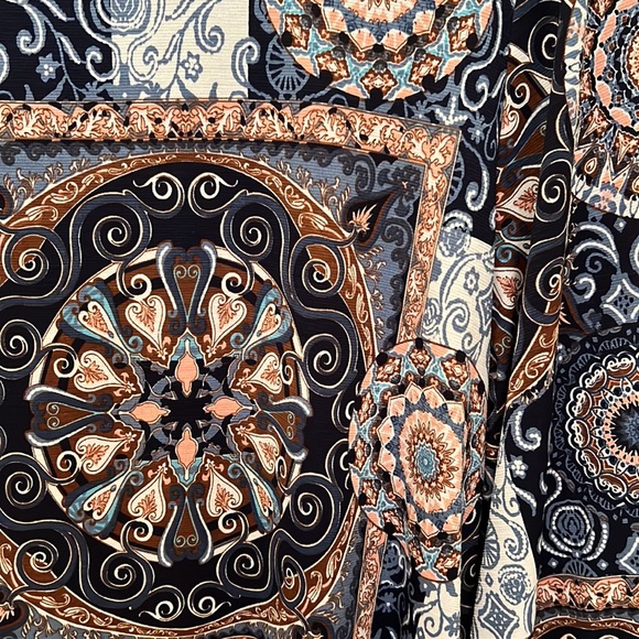 Navy dress for fall with ruffled sleeves❤️ - Picture 2 of 3